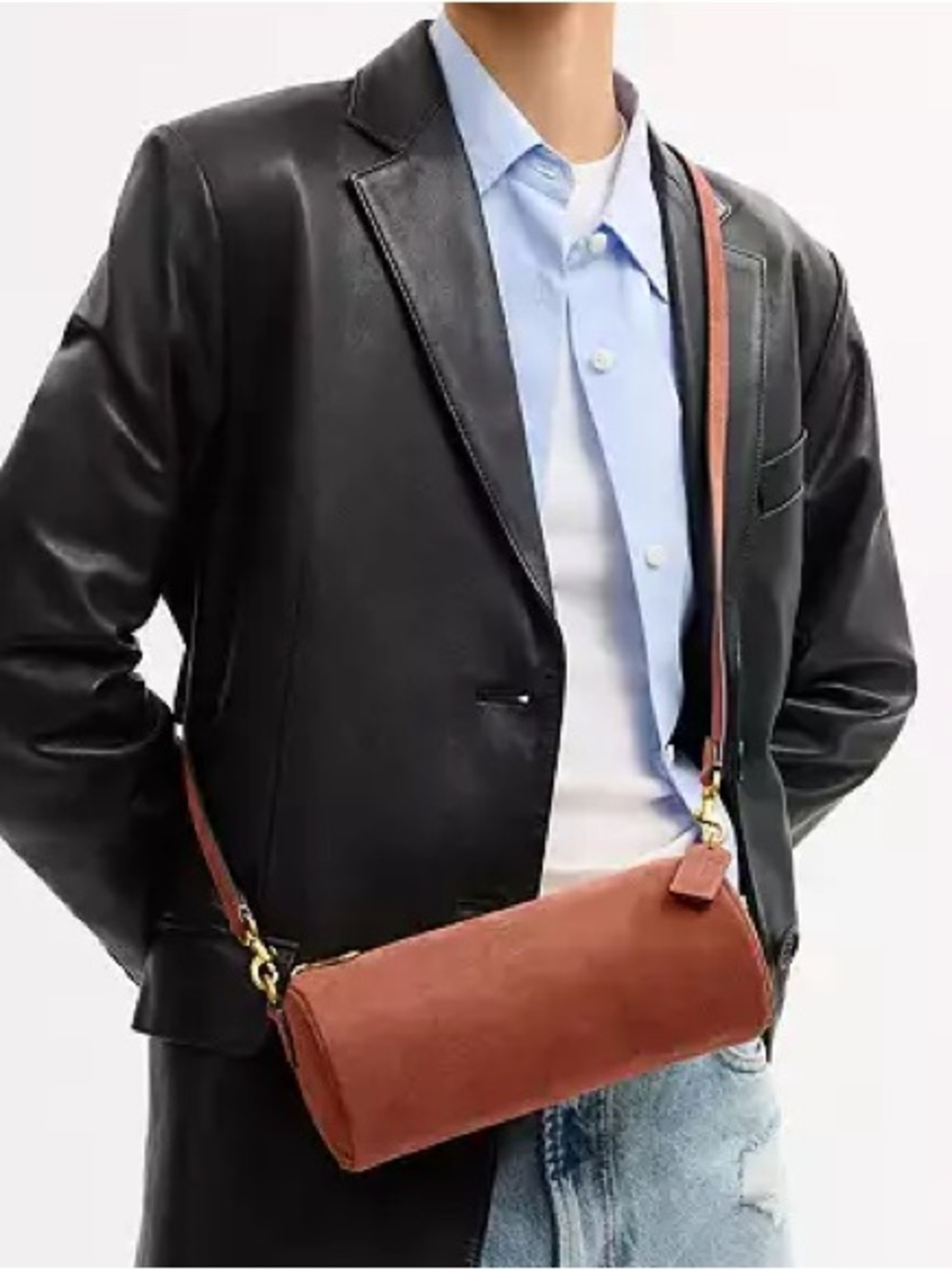 Coach Barrel Bag in Brass/Clay Orange/Brown Suede & Refined Calf Leather NWT - Picture 15 of 15